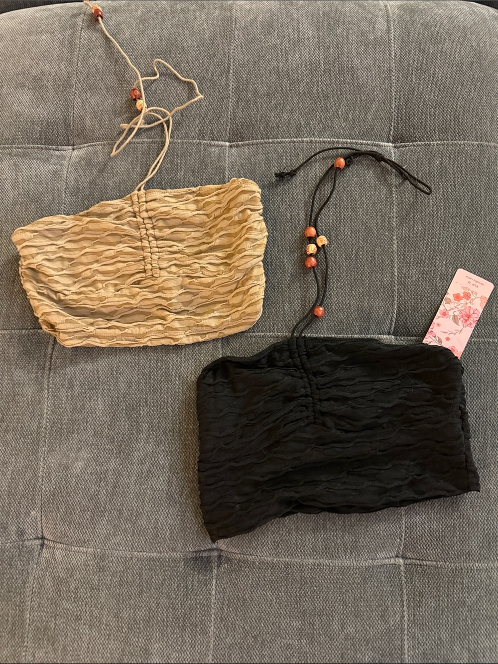 Kids Tube Tops — Black and Tan Smocked Halter Styles
